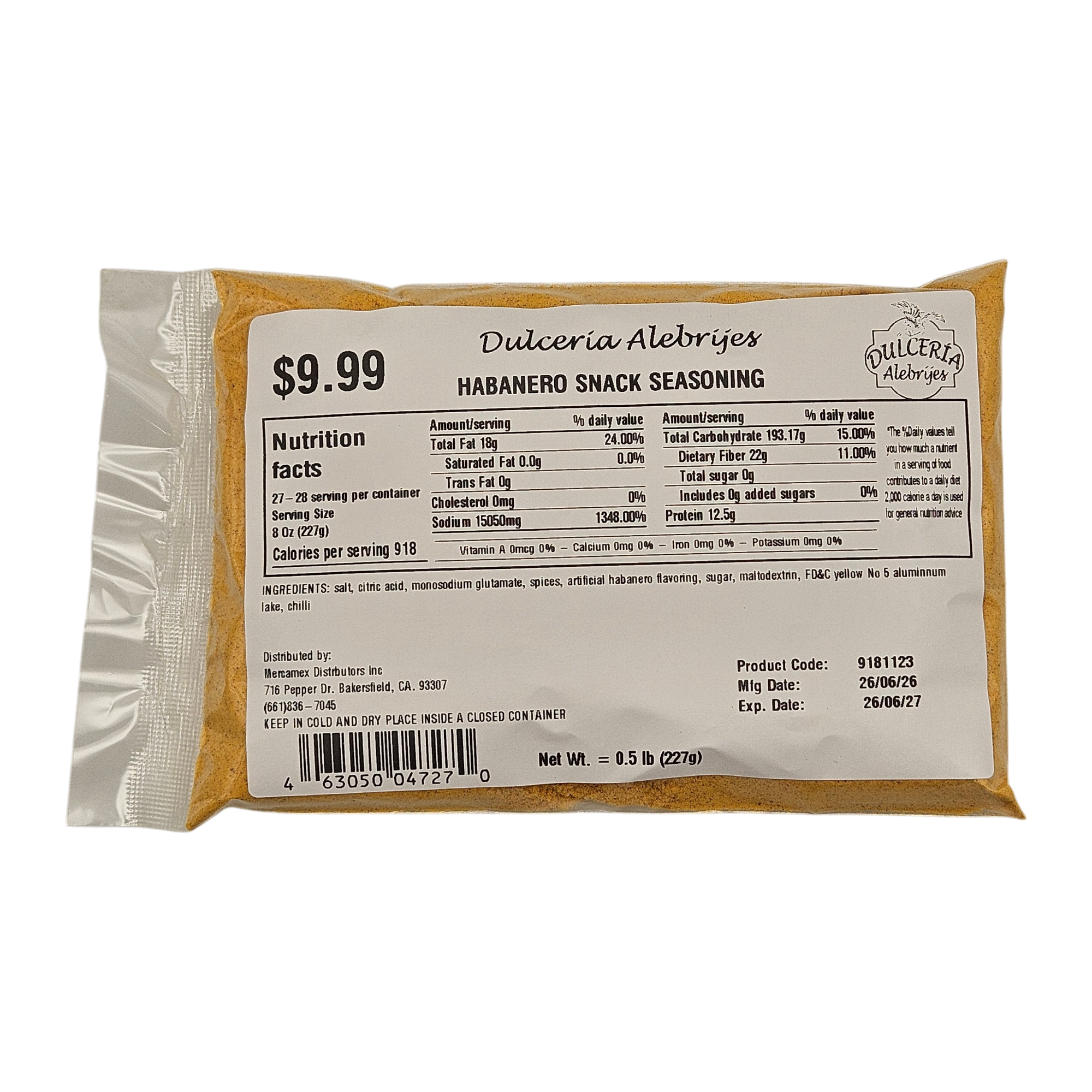 Habanero Snacks Seasoning 0.5 lb