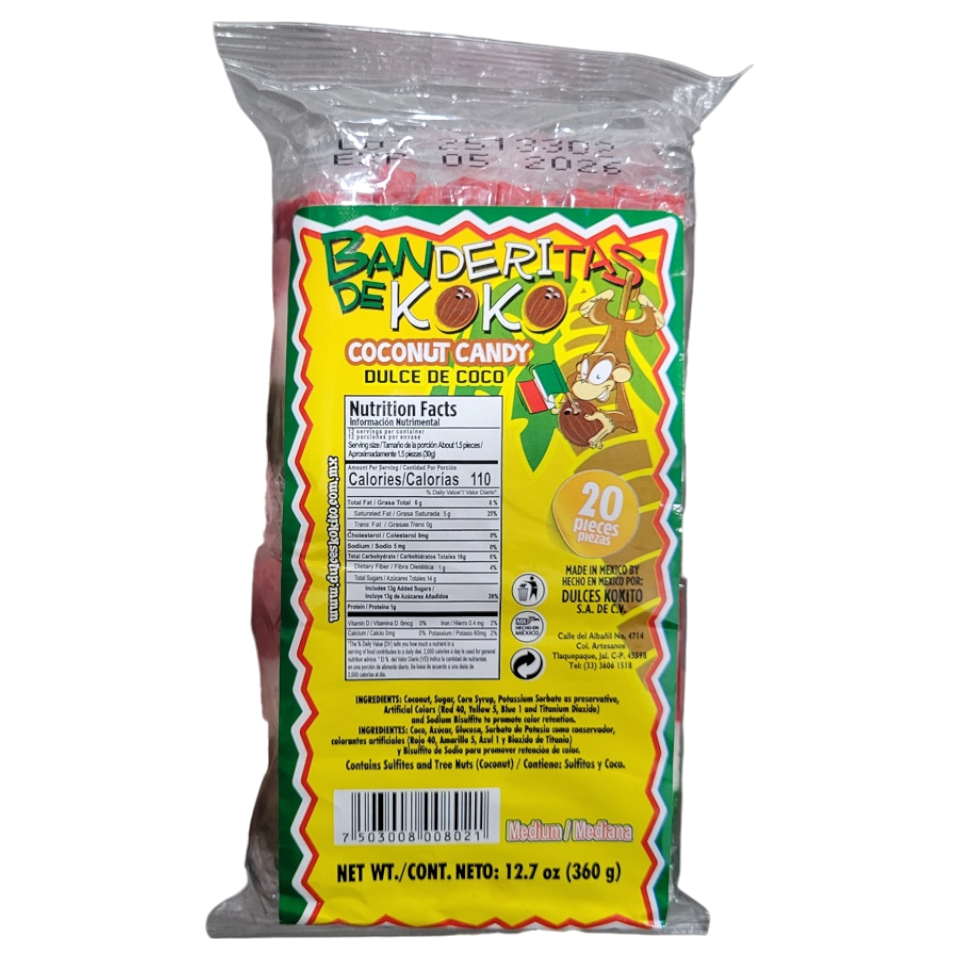 Kokito Banderita de Coco Med 20ct